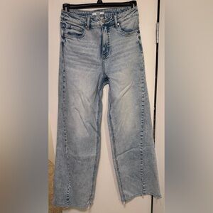 BAYEAS Los Angeles High Rise Wide Leg Cropped Jeans Womens Size 29 Raw Hem